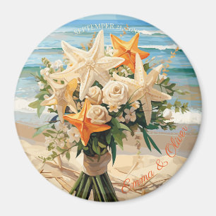 Aimant Mariage plage Starfish Bouquet Magnétique Bouton