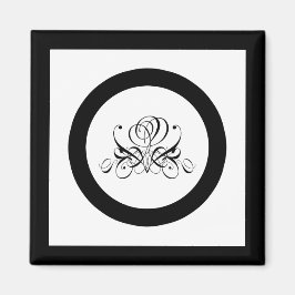 Aimant Mariage Rose noir Calligraphie