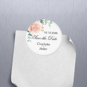 Aimant mariage rose or rose floral enregistrer la date