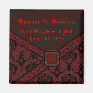 Aimant Mariage rouge et noir de dentelle de Goth