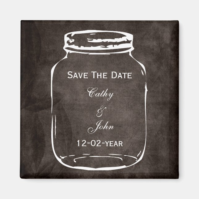Aimant mariage rustique mason jar enregistrer la date (Devant)
