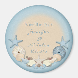 Aimant Mariage Sauvez la date Tropical Beach Shells