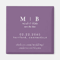Mariage simple de Lavande Monogramme Enregistrer l