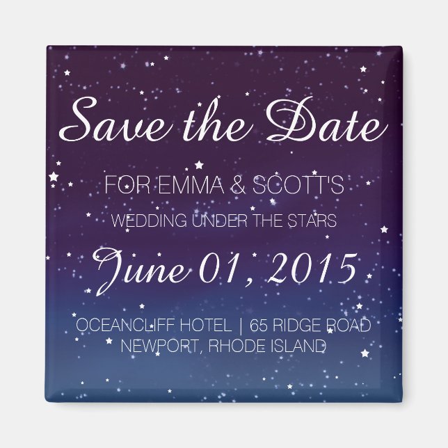 Aimant Mariage sous les étoiles Save the Date PURPLE (Devant)