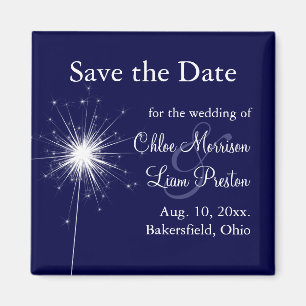 Aimant Mariage Sparkler Enregistrer la date en bleu