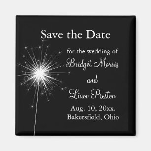 Aimant Mariage Sparkler Enregistrer la date (noir)