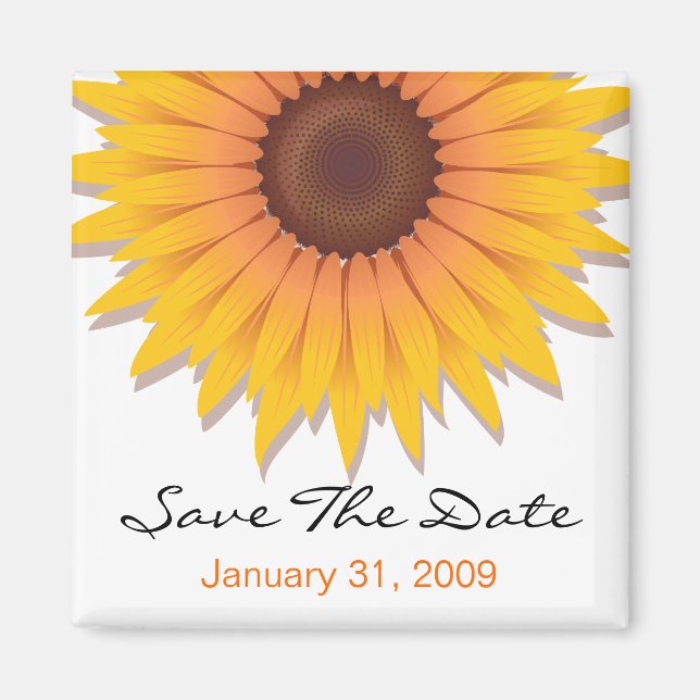 Aimant Mariage Tournesol Enregistrer La Date Faire-part (Devant)