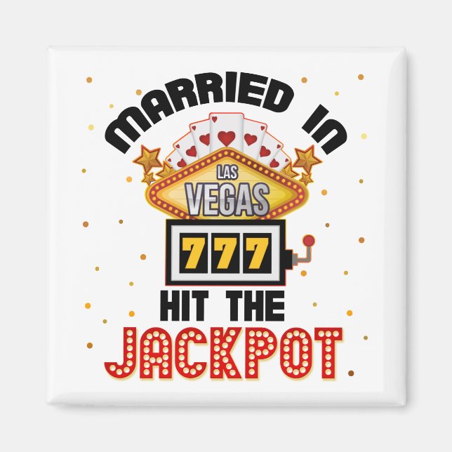 Aimant Marié à Vegas Jackpot Casino Mariage Couple (Devant)