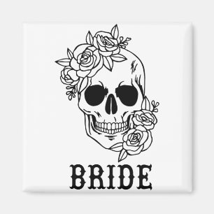 Aimant Mariée Groom Crâne floral Halloween Mariage Bachel