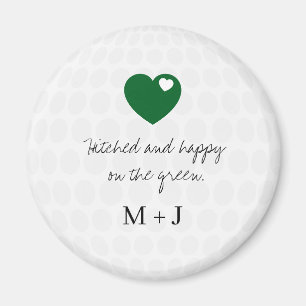 Aimant 'Mariés et Heureux sur le Vert' Mariage de Golf 