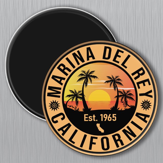 Aimant Marina del Rey California Retro Sunset Souvenirs (Créateur téléchargé)