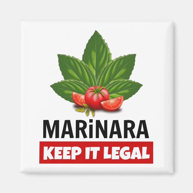 Aimant Marinara Gardez-le légal Basil Tomates Feuilles (Devant)