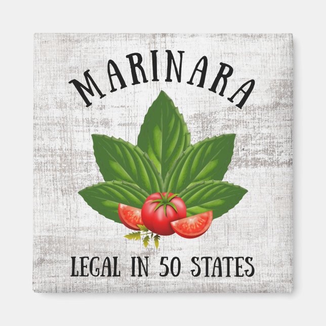 Aimant Marinara Légal dans 50 Etats Basil et tomates (Devant)