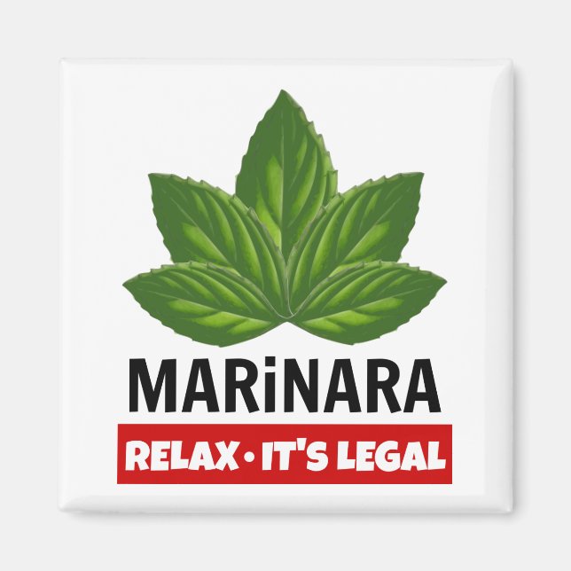 Aimant Marinara Relax C'est légal Basil Feuille Humour al (Devant)