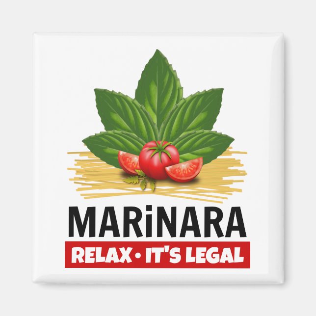 Aimant Marinara Relax C'est légal Basil Tomates Spaghetti (Devant)