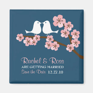 Aimant Marine Bleu et rose cerisier Fleur Printemps Maria
