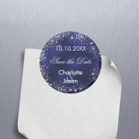 Marine bleu mariage argent Enregistrer l'aimant Da
