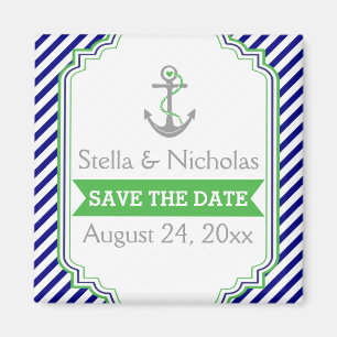 Aimant Marine bleu, mariage nautique vert Enregistrer la
