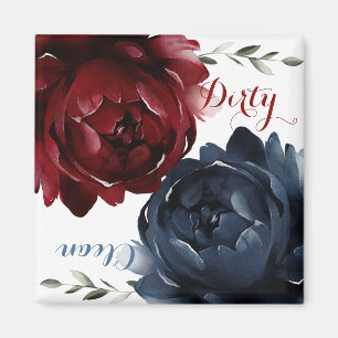 Aimant Marine Blue Maroon Red Roses Lave-vaisselle Nettoy
