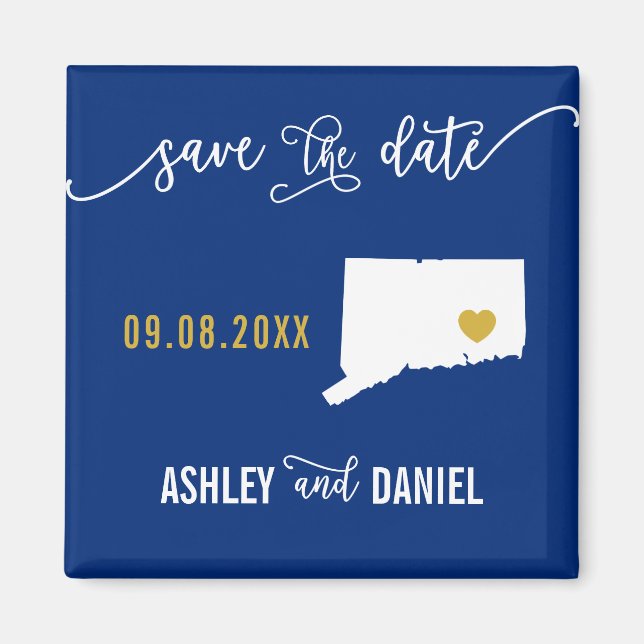 Aimant Marine Connecticut Mariage Enregistrer la carte de (Devant)