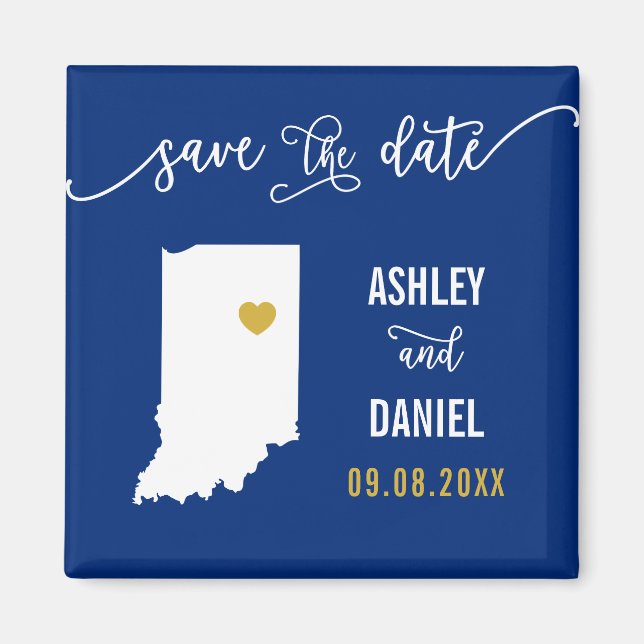 Aimant Marine Indiana Wedding Enregistrer la carte des da (Devant)
