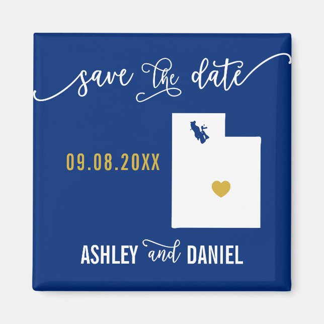 Aimant Marine Mariage Utah Enregistrer la carte de date (Devant)