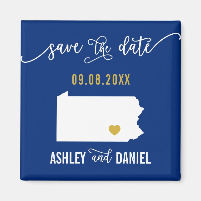 Aimant Marine Pennsylvanie Mariage Enregistrer la carte d (Devant)