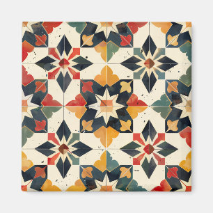 Aimant Marocain Zellij Rouge Jaune et Vert