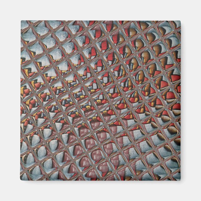 Aimant Maroon gris cendré en relief À damiers : un art mo (Devant)