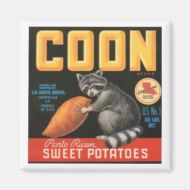 Aimant Marque de coton Pommes de terre sucrées Étiquette  (Devant)