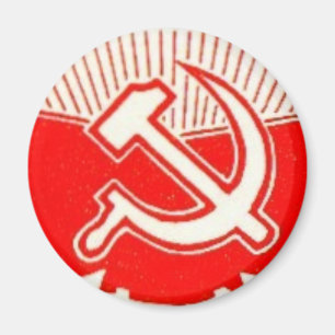Aimant Marteau, faucille, et drapeaux rouges