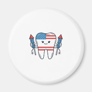 Aimant Mascotte de dent patriotique Feu d'artifice Concep