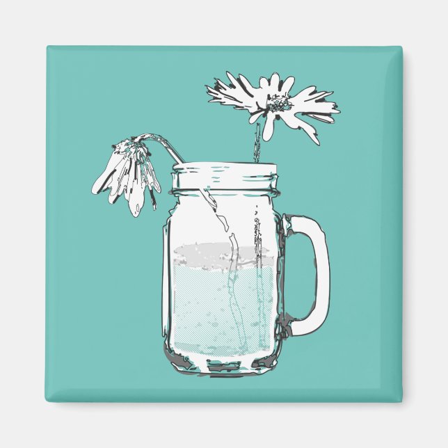Aimant mason jar daisies (Devant)