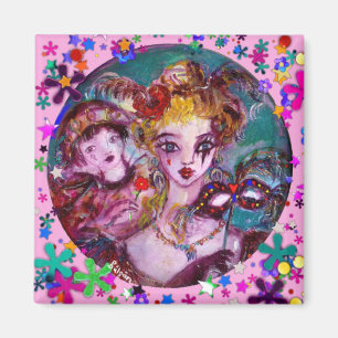 AIMANT MASQUES ET CONFETTIS VÉNITIENS DE MASCARADE DE