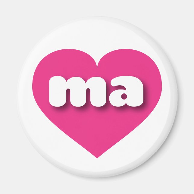 Aimant Massachusetts coeur rose chaud - I love ma (Devant)