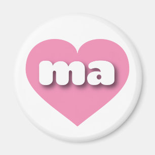 Aimant Massachusetts Coeur rose - I love ma