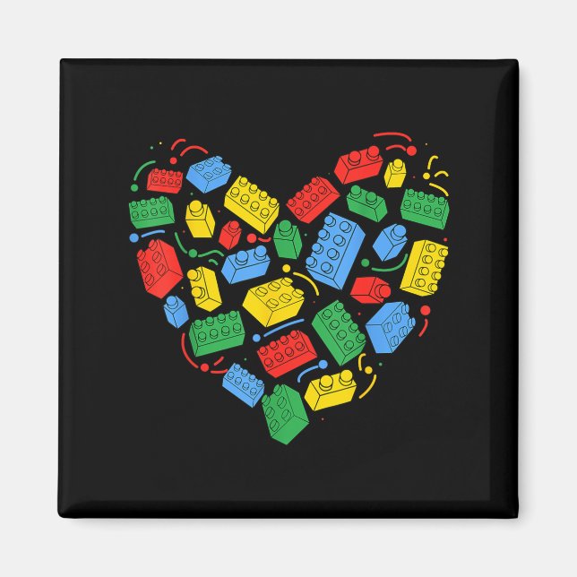 Aimant Master Builder Block Brick Building Heart Valentin (Devant)