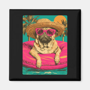 Aimant Mastiff d'été avec lunettes de soleil chien mignon