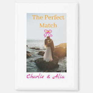 Aimant match parfait mariage couple photo retro rose