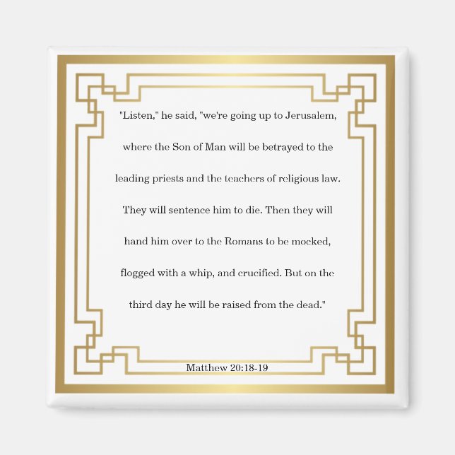 Aimant Matthieu 20 : 18-19, Verse de la Bible, (Devant)