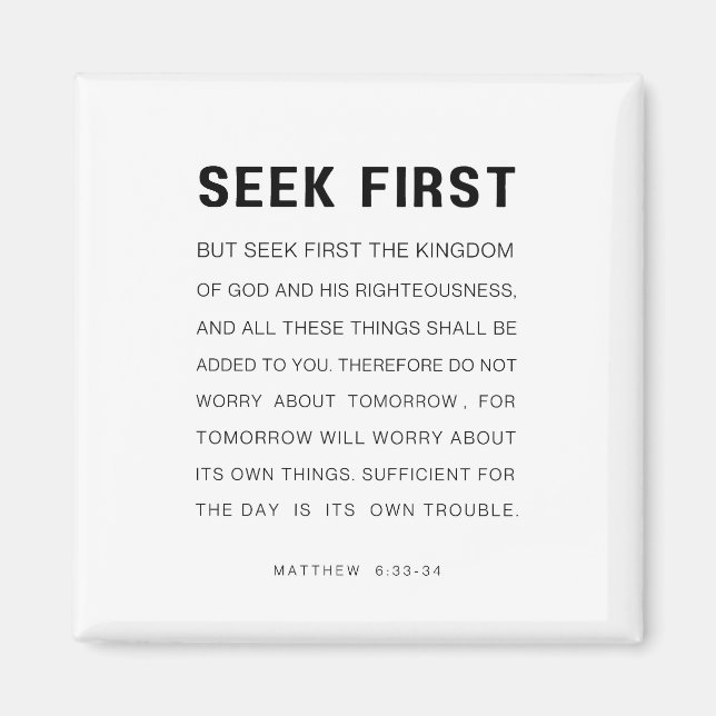 Aimant Matthieu 6:33-34 Chercher d'abord le Royaume de Di (Devant)