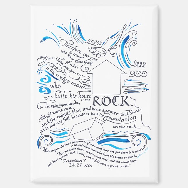 Aimant Matthieu 7 24 27 Maison sur le Verse de la Bible R (Recto)