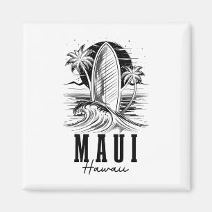 Aimant Maui Hawaii Surfeur Planche de Surf Vintage Surf H