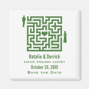 Aimant Maze d'amour vert Enregistrer l'aimant de date