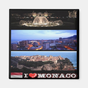 Aimant MC - Monaco - I Love - Collage Mosaïque