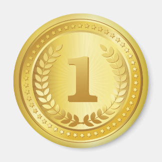 Aimant Médaille d'or 1ère place bouton gagnant