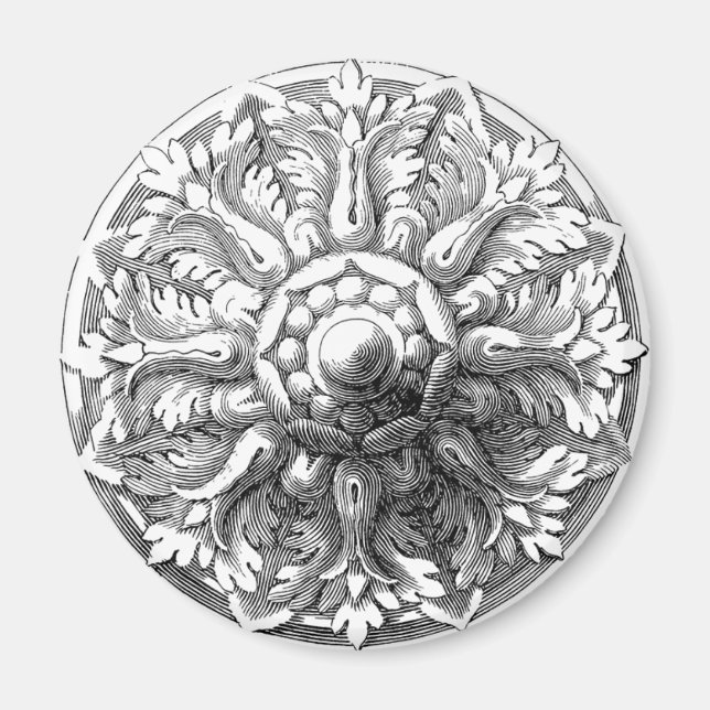 Aimant Médaille vintage feuille moderne (Devant)