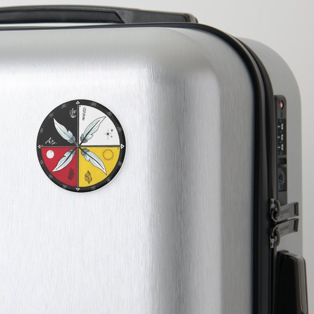 Aimant Médecine Roue Mandala ronde autochtone (In Situ (Bagages))