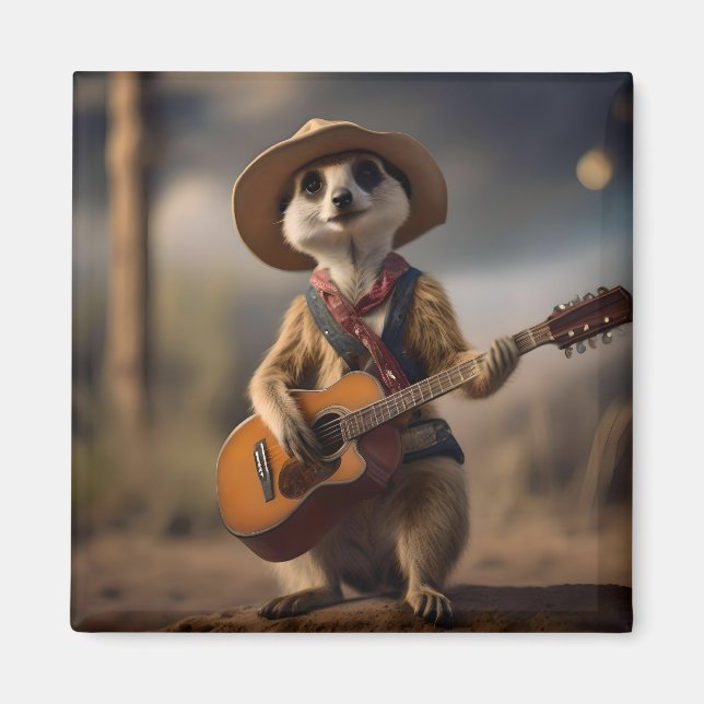 Aimant Meerkat Éclatant Une Berceuse De Pays, (Devant)