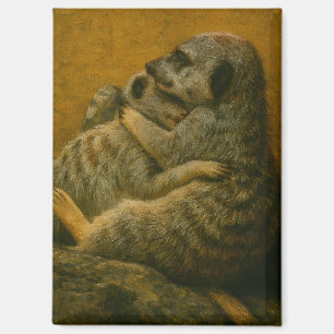 Aimant Meerkat Embrace - Imprimerie d'art faunique